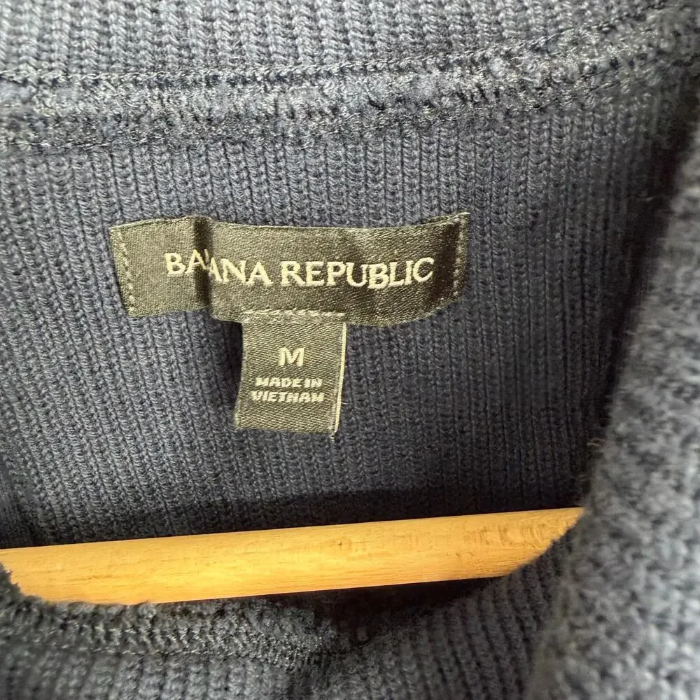 Banana Republic Sweater Men’s Medium Navy Fisherman Turtleneck‎ Outdoor Nautical